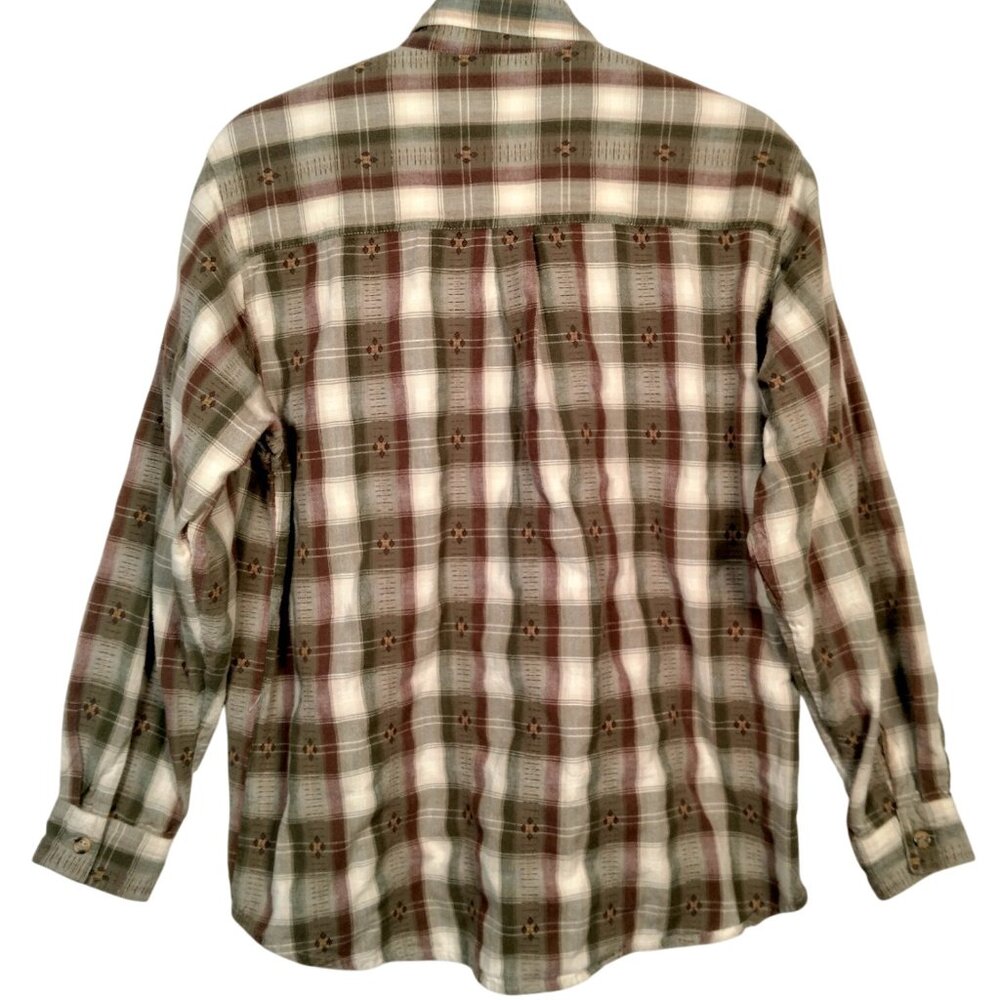 Vintage Casey And Max Blouse Women L Brown Plaid Embroidered Leaf Leaves Fall - Picture 2 of 15